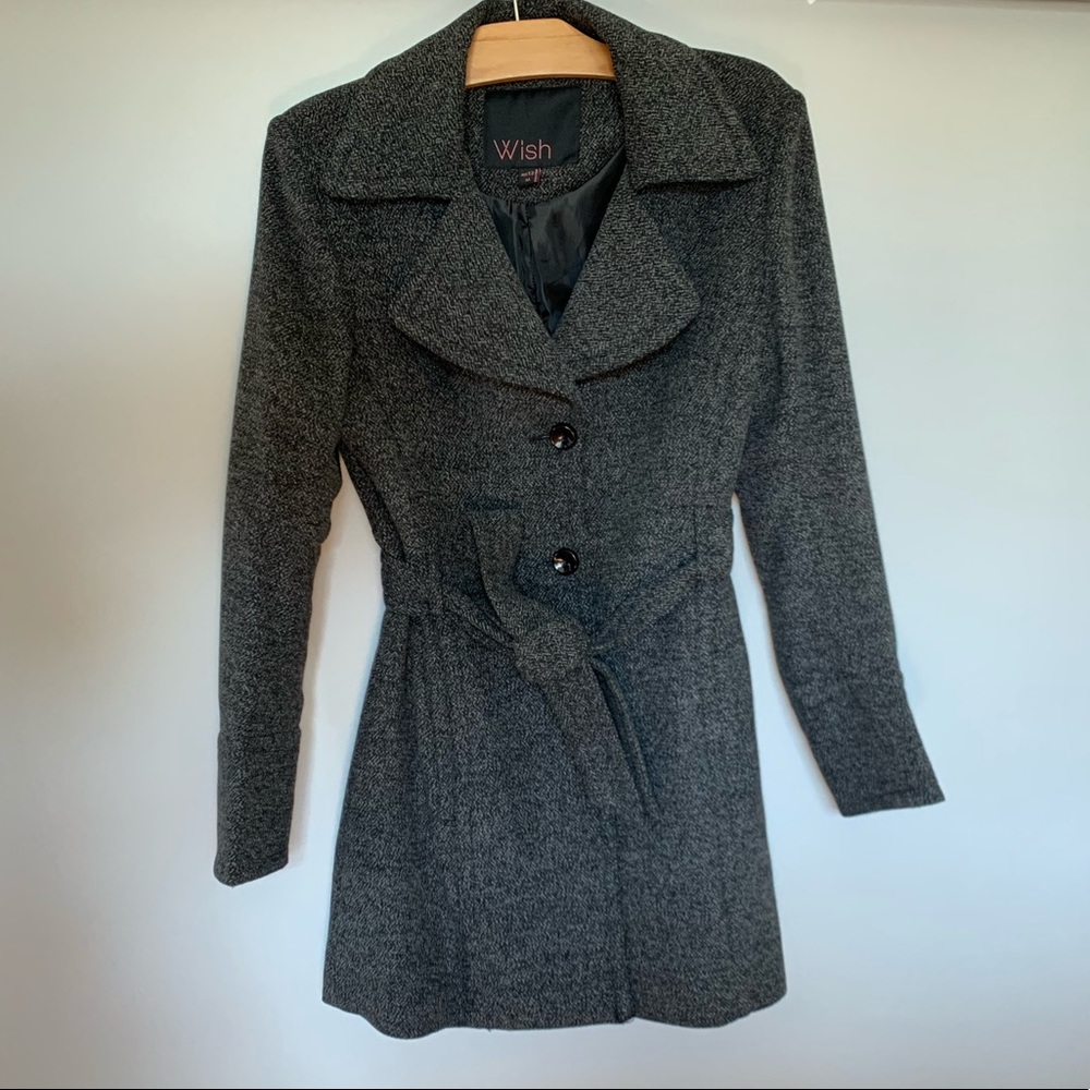 Wool-blend belted coat